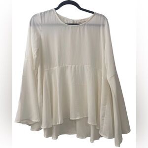 Rokoko by Dazz White Bell Sleeve Flowy Boho Tunic Top - Size M